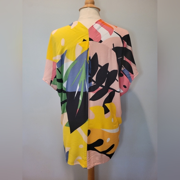Karlie Tropical Colorful Palm Print Oversized Tunic Top SZ S - Picture 5 of 10